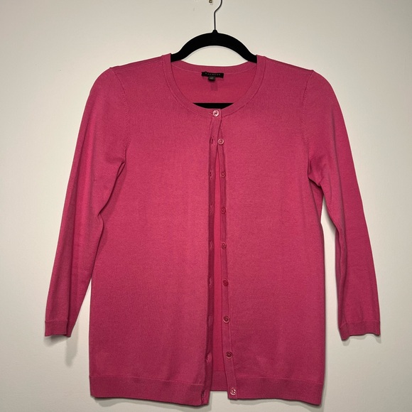 Talbots Pink Crewneck Cardigan Sweater - Picture 3 of 7